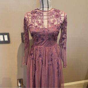 ASOS Pink Long Sleeve Mock Neck Gown